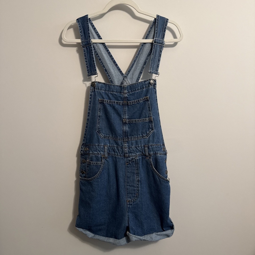 Free People We The Free Ziggy Denim Bib Overall Shortalls Blue Size M Casual